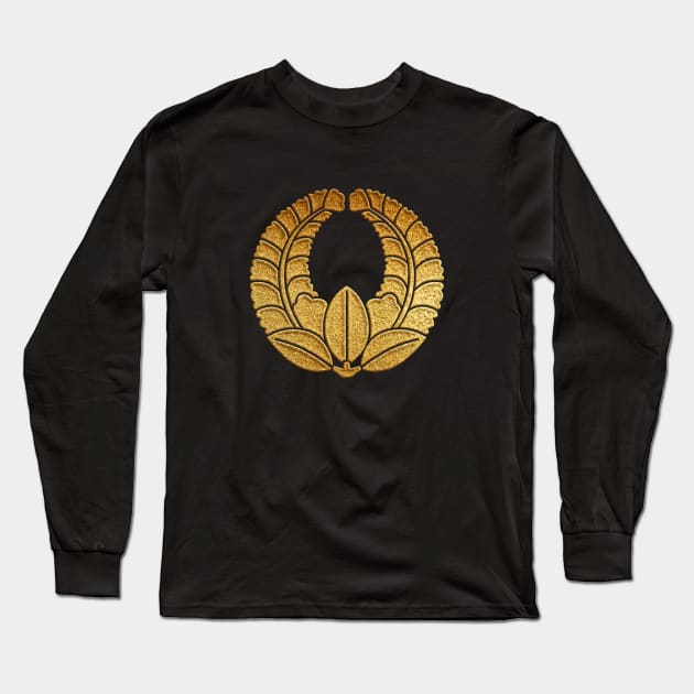 Gold Agari Fuji Kamon Long Sleeve T-Shirt by Takeda_Art